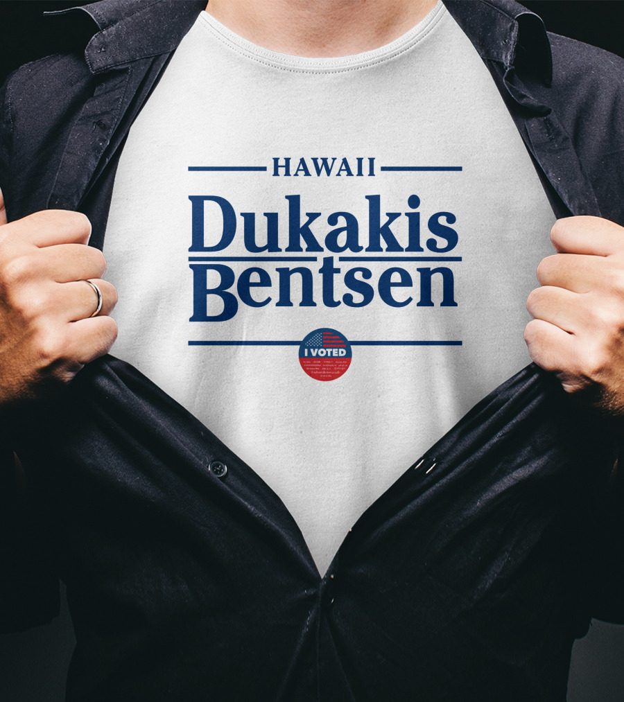 Hawaii Dukakis Bentsen I Voted Badge T-Shirt