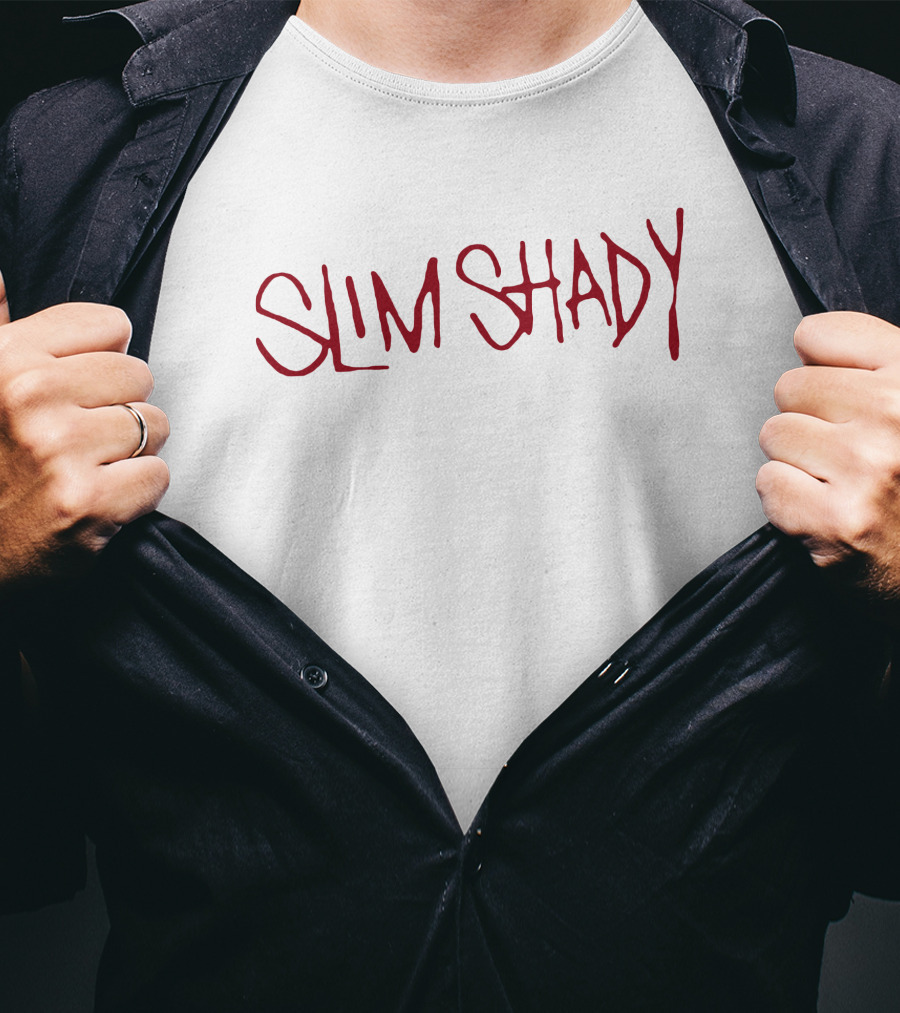 Eminem Merch Slim Shady Red Text Iconic Typography T-Shirt