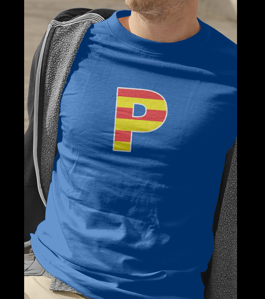 Pghlfilms P Yellow And Red Stripes Blue Background T-Shirt