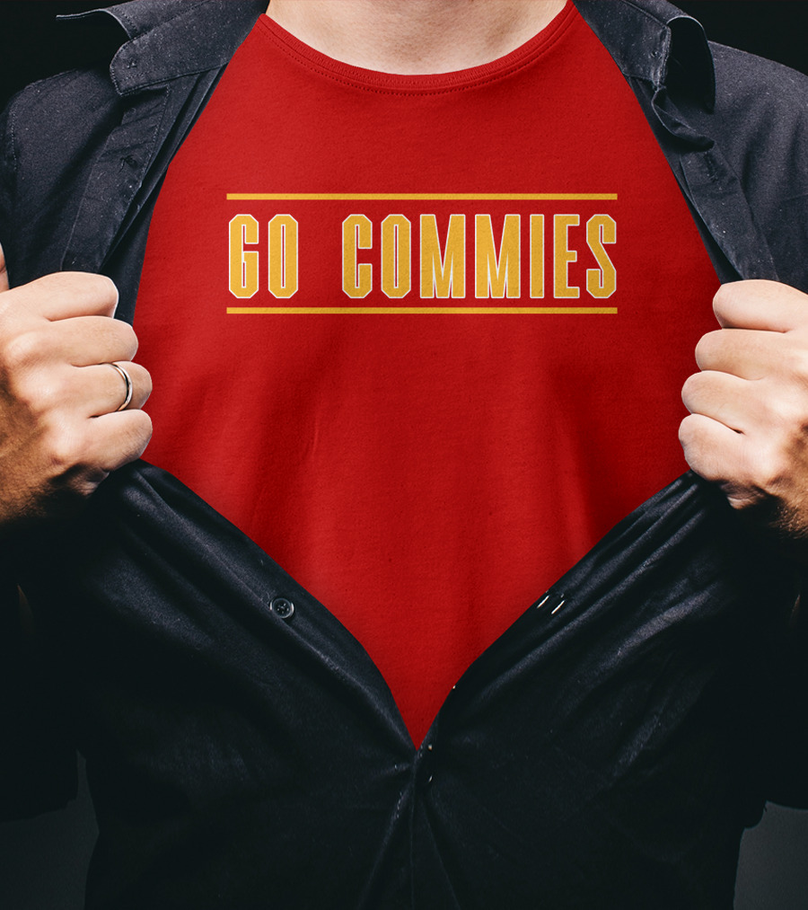 Go Commies Yellow Text On Red T-Shirt