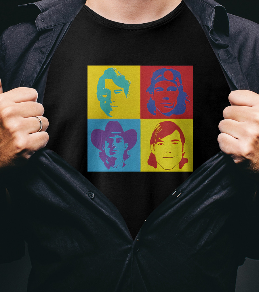 Danny Duncan Merch Pop Art Style 4 Faces Black T-Shirt