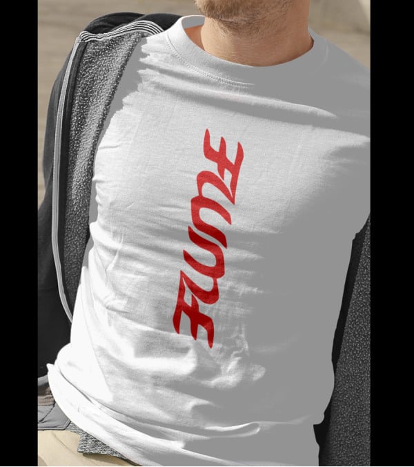Flume Red Vertical Text Logo Merch T-Shirt