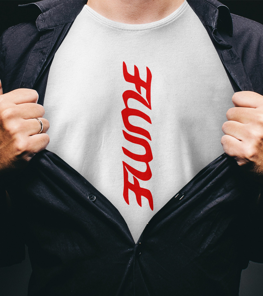 Flume Red Vertical Text Logo Merch T-Shirt