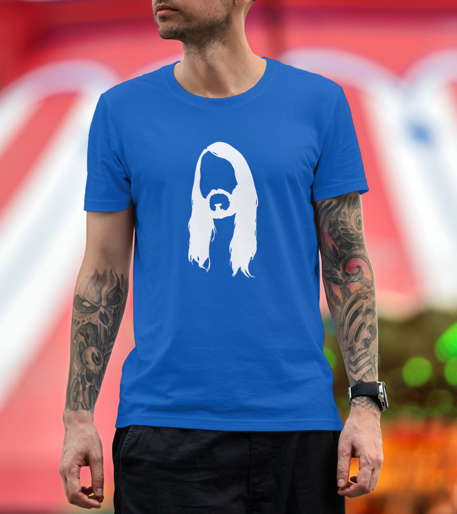 Moist Merch Charlie Head Silhouette Long Hair Blue T-Shirt