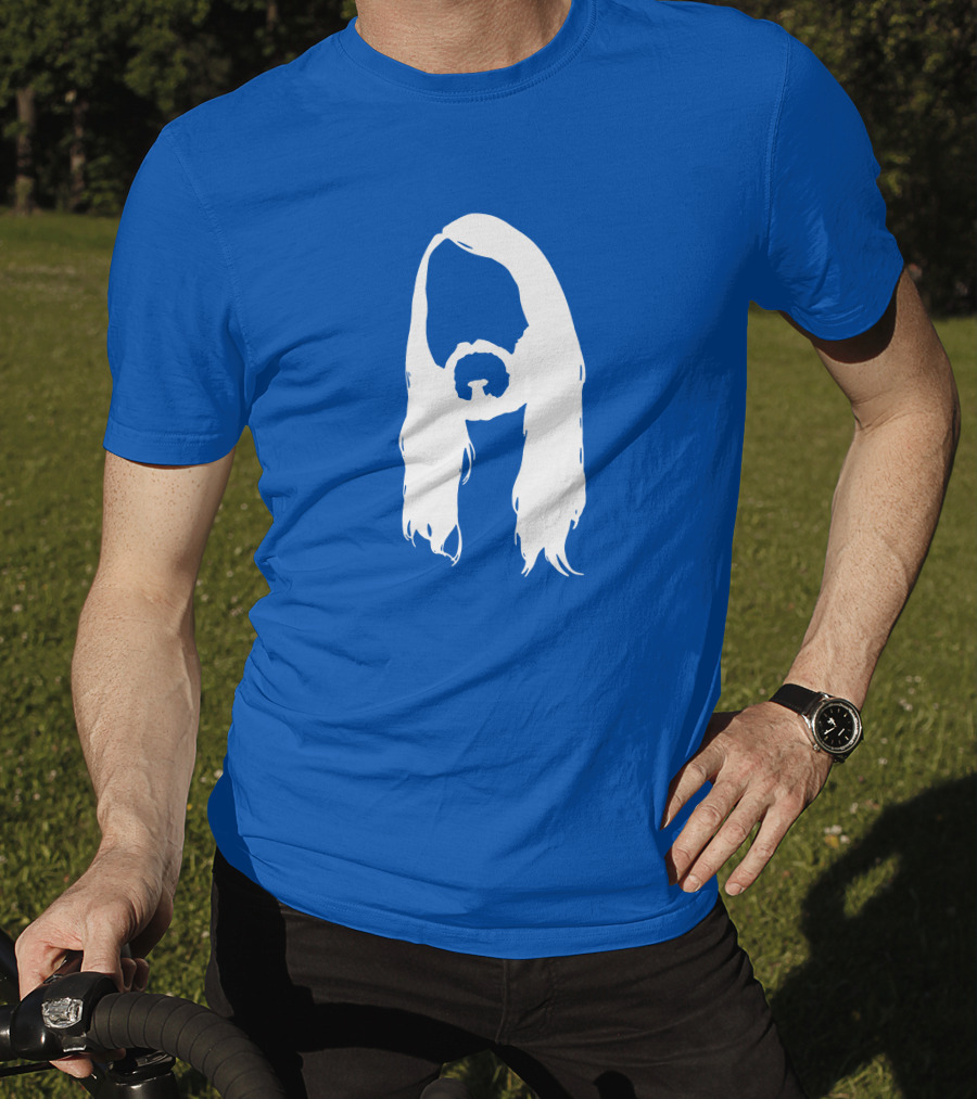 Moist Merch Charlie Head Silhouette Long Hair Blue T-Shirt
