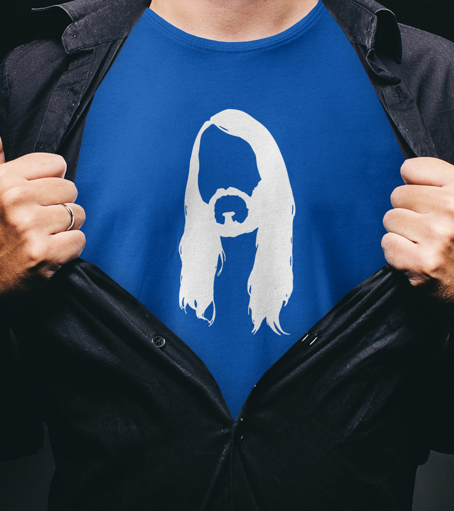 Moist Merch Charlie Head Silhouette Long Hair Blue T-Shirt