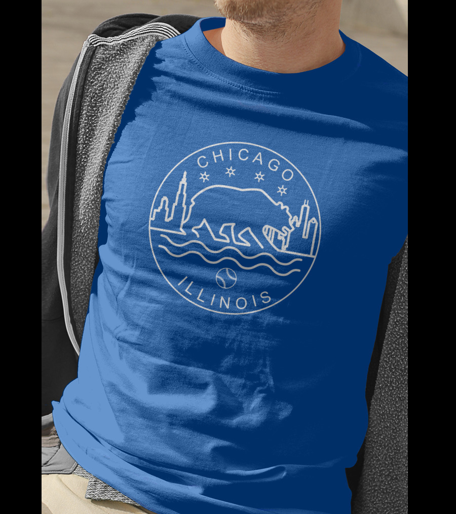 Chicago Illinois Bear Skyline Stars Baseball Seal 1908 T-Shirt