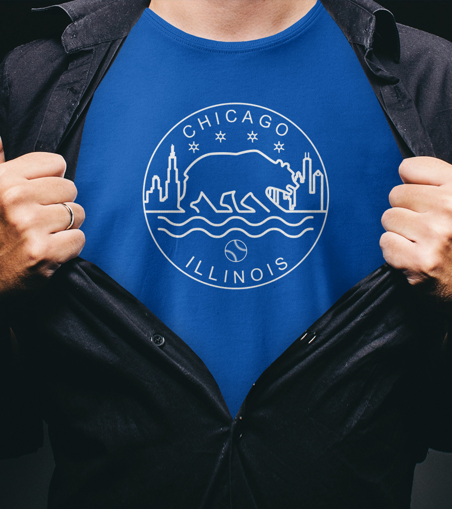 Chicago Illinois Bear Skyline Stars Baseball Seal 1908 T-Shirt