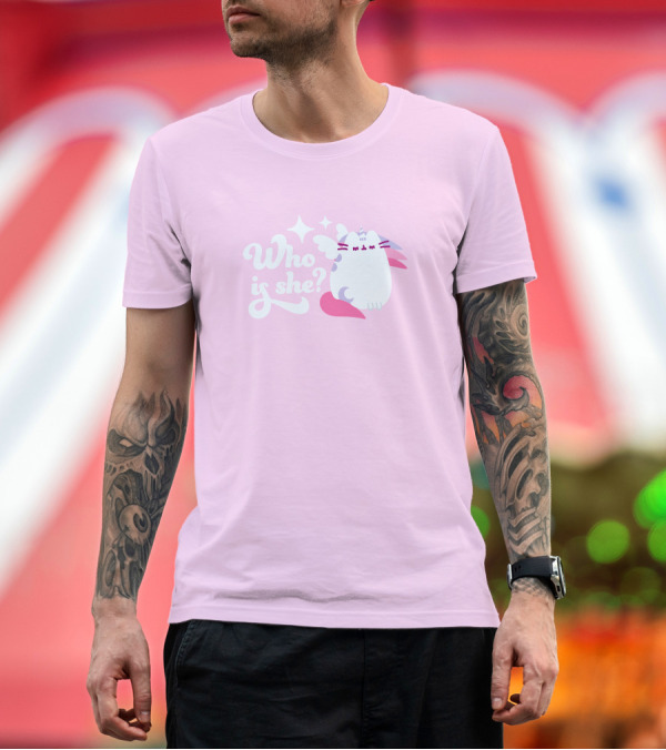 Premium T-Shirt: Who Is She Super Pusheenicorn Pusheen The Cat T-Shirt Who Is She Super Pusheenicorn Pusheen The Cat T-Shirt