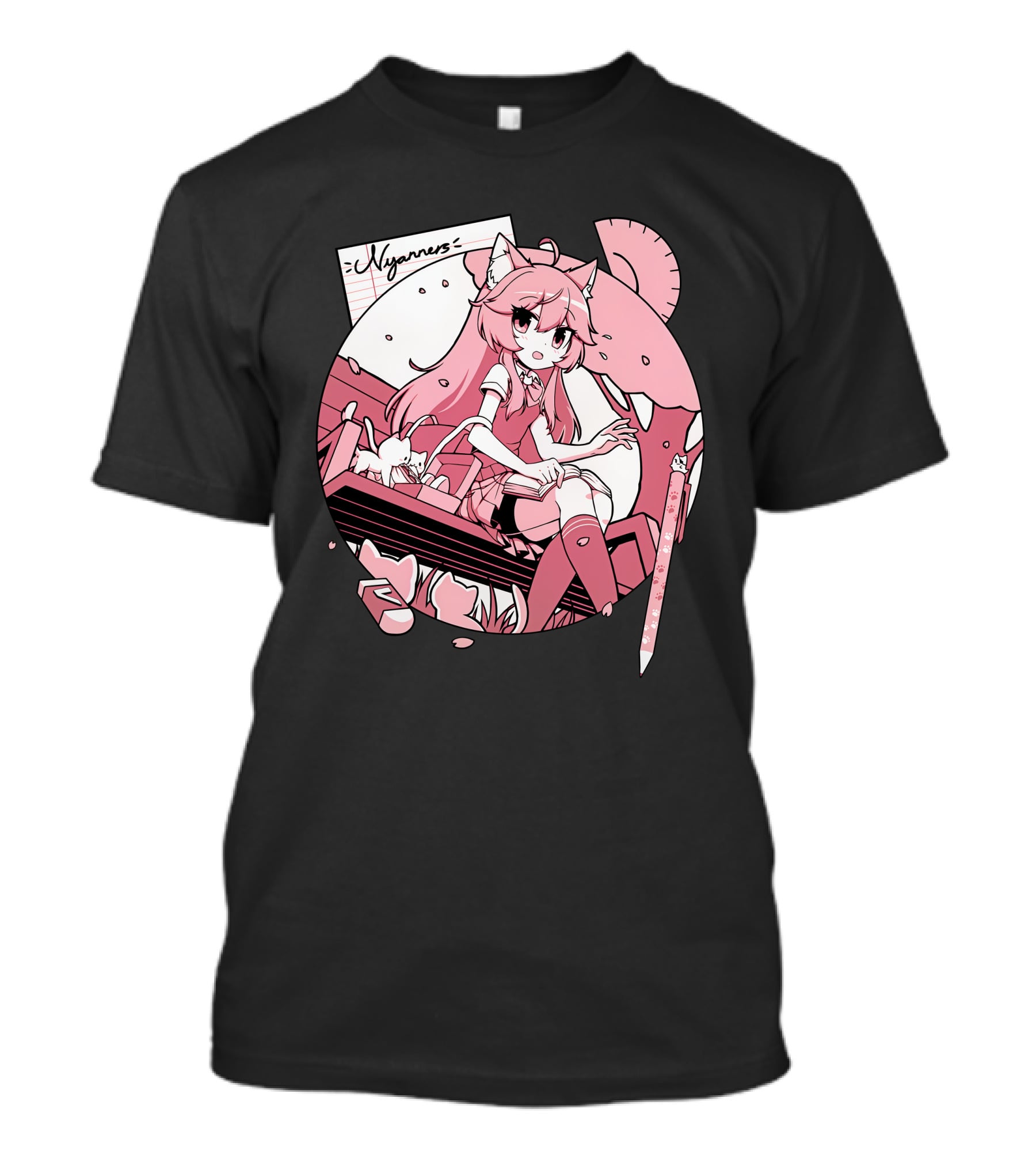 Nyanners VShojo High School Anime Style Desk Scene T-Shirt