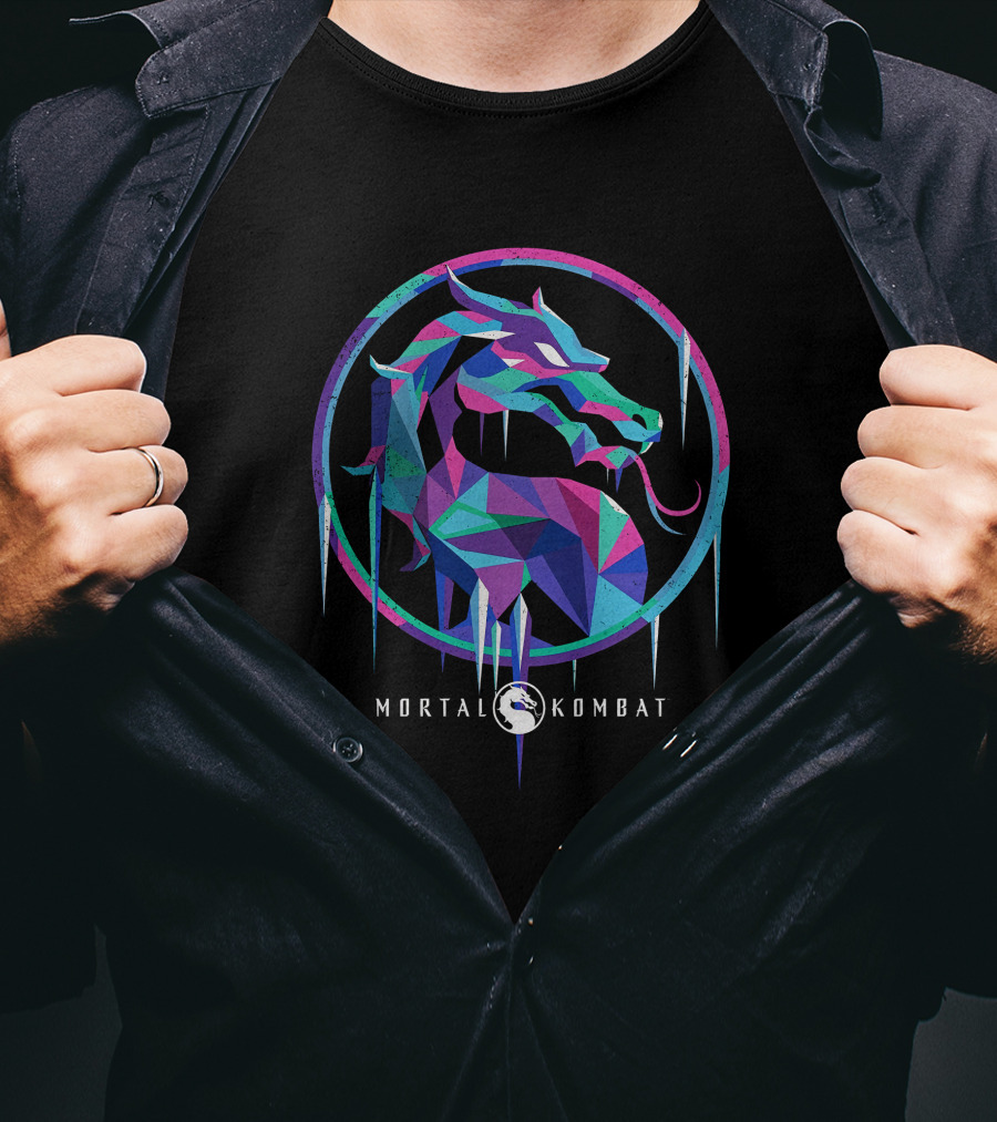 Mortal Kombat Sub Zero Frozen Dragon Geometric T-Shirt