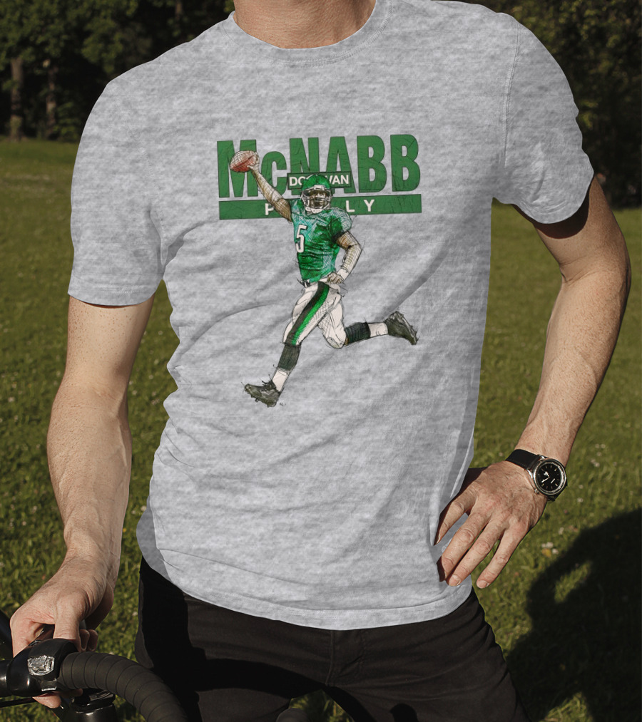 Donovan McNabb Philly Football Green Number 5 Drawing T-Shirt