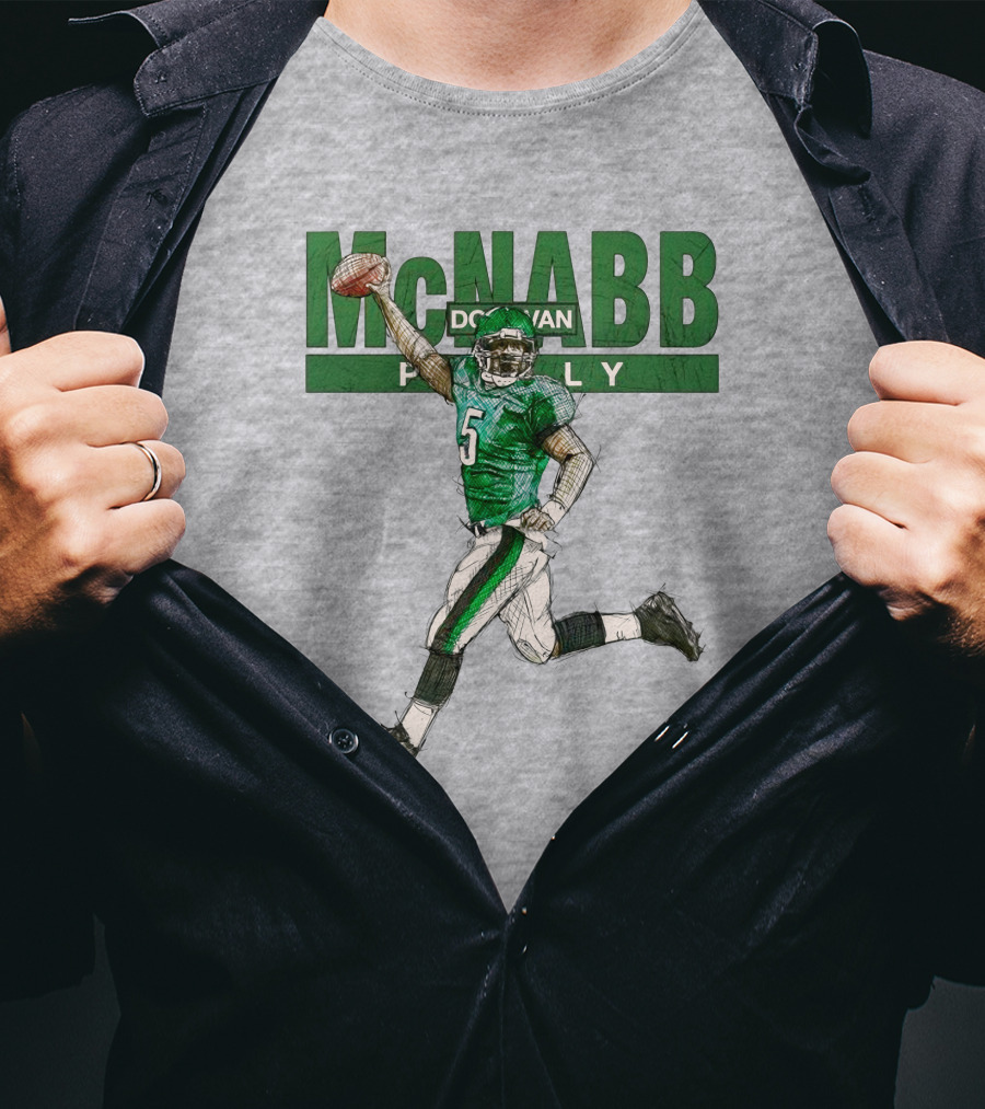 Donovan McNabb Philly Football Green Number 5 Drawing T-Shirt