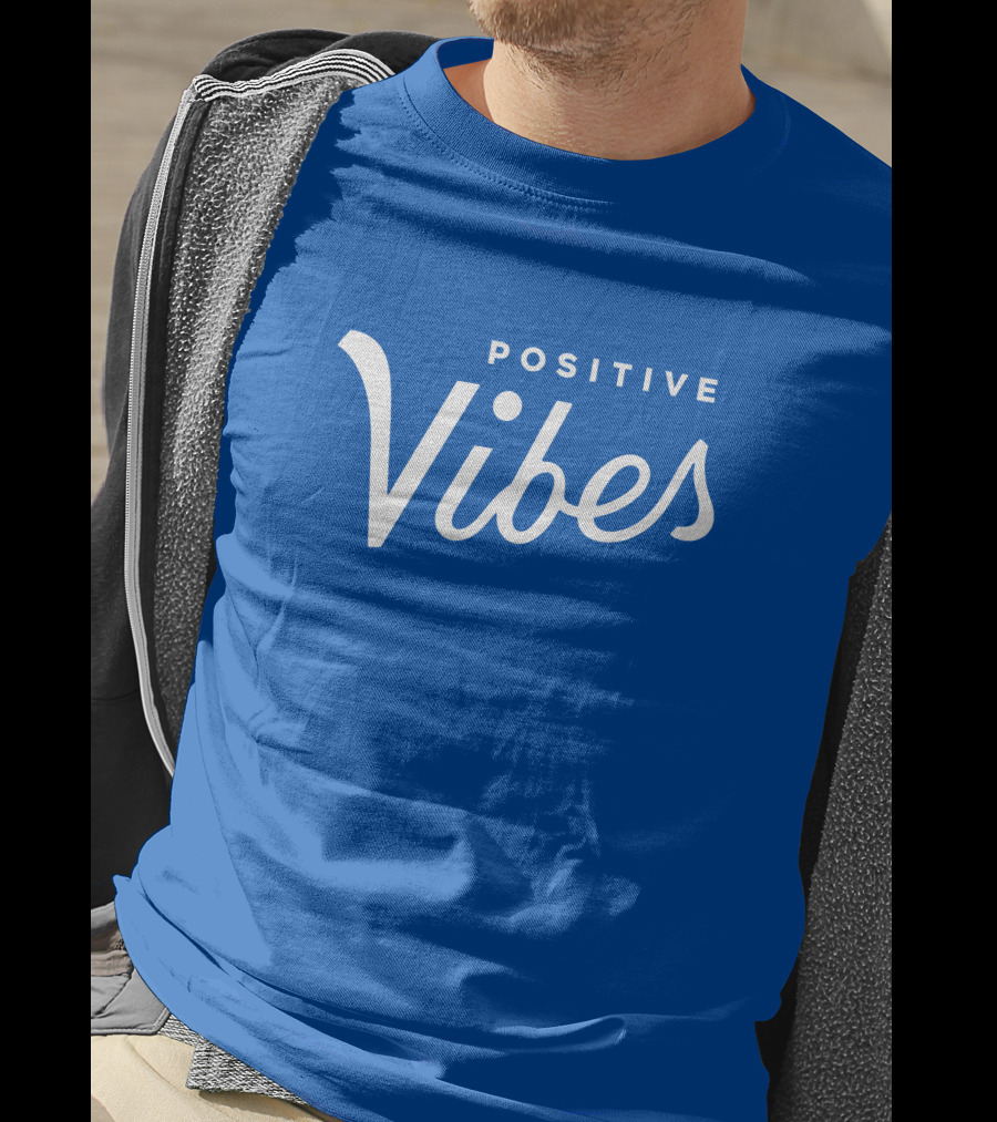 Olympiasports Positive Vibes Michael Schwab Blue Typography T-Shirt