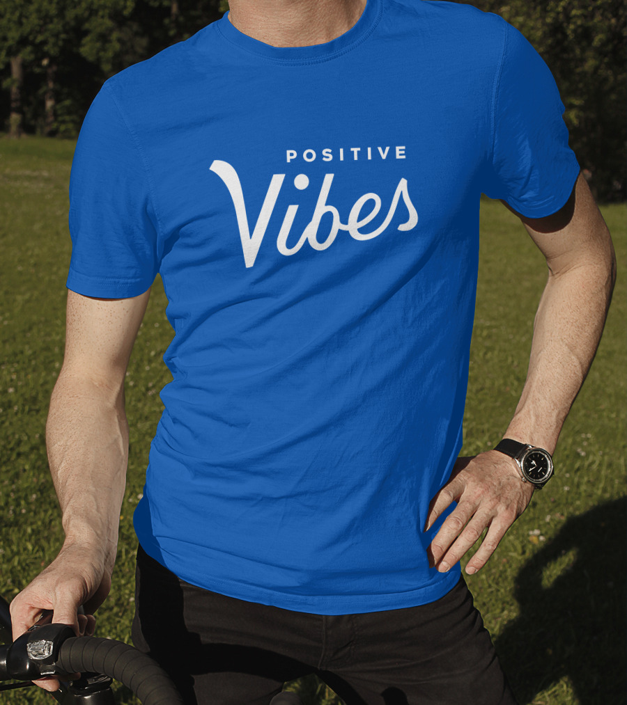 Olympiasports Positive Vibes Michael Schwab Blue Typography T-Shirt