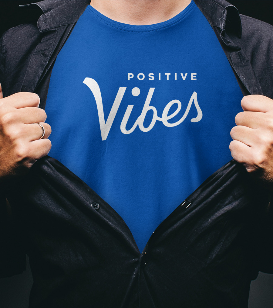Olympiasports Positive Vibes Michael Schwab Blue Typography T-Shirt