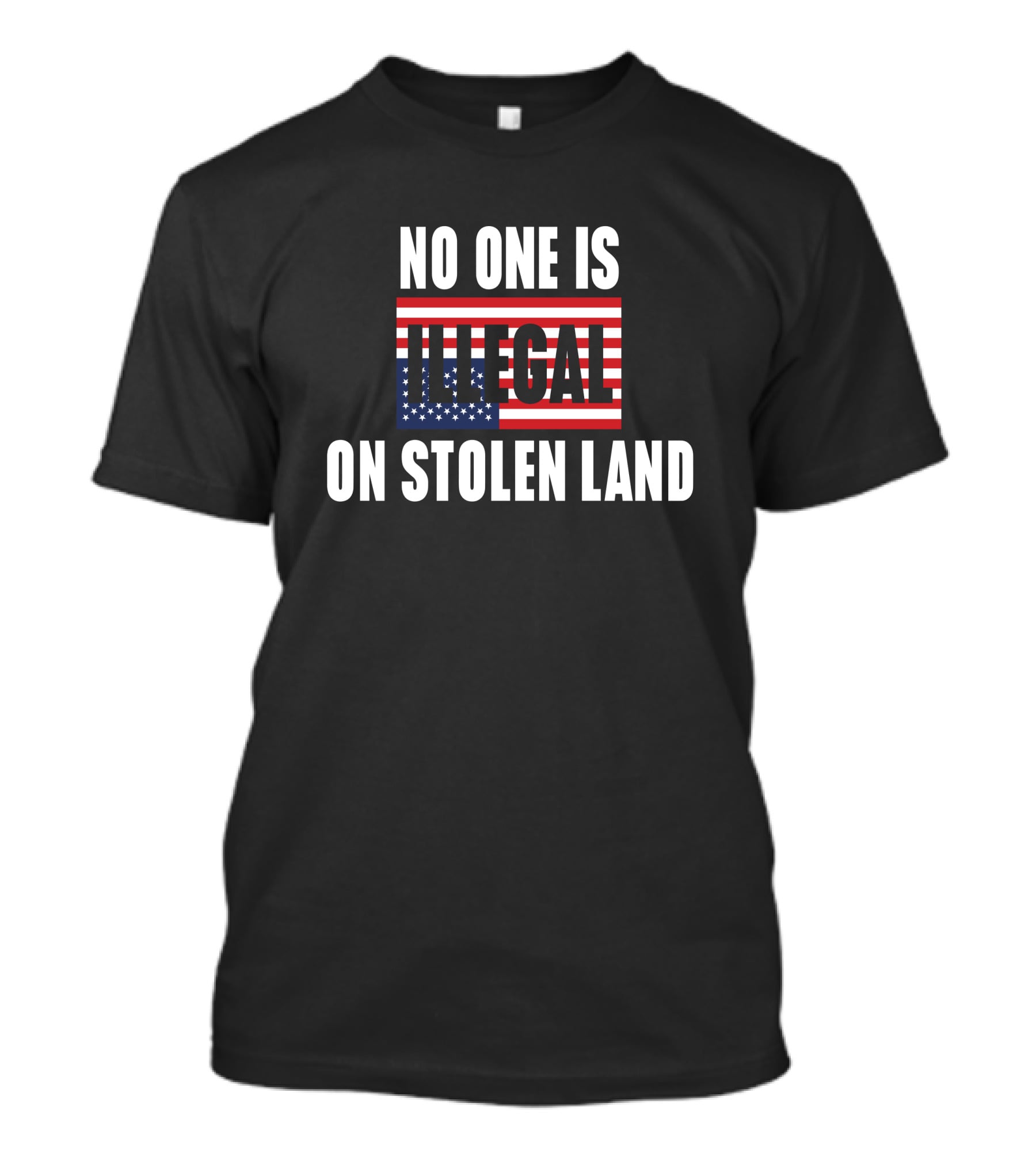 No One Is Illegal On Stolen Land American Flag Indigenous T-Shirt
