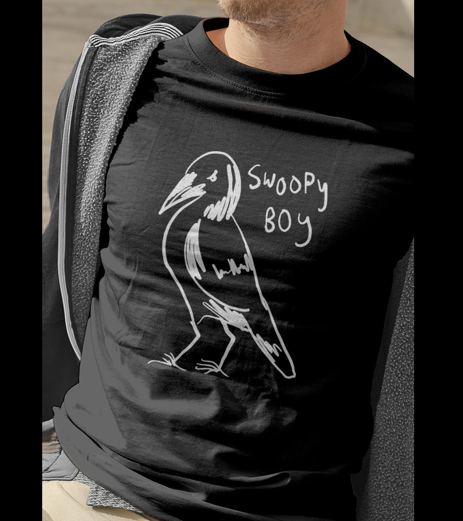 Mrs Legend Swoopy Boy Bird Sketch White T-Shirt