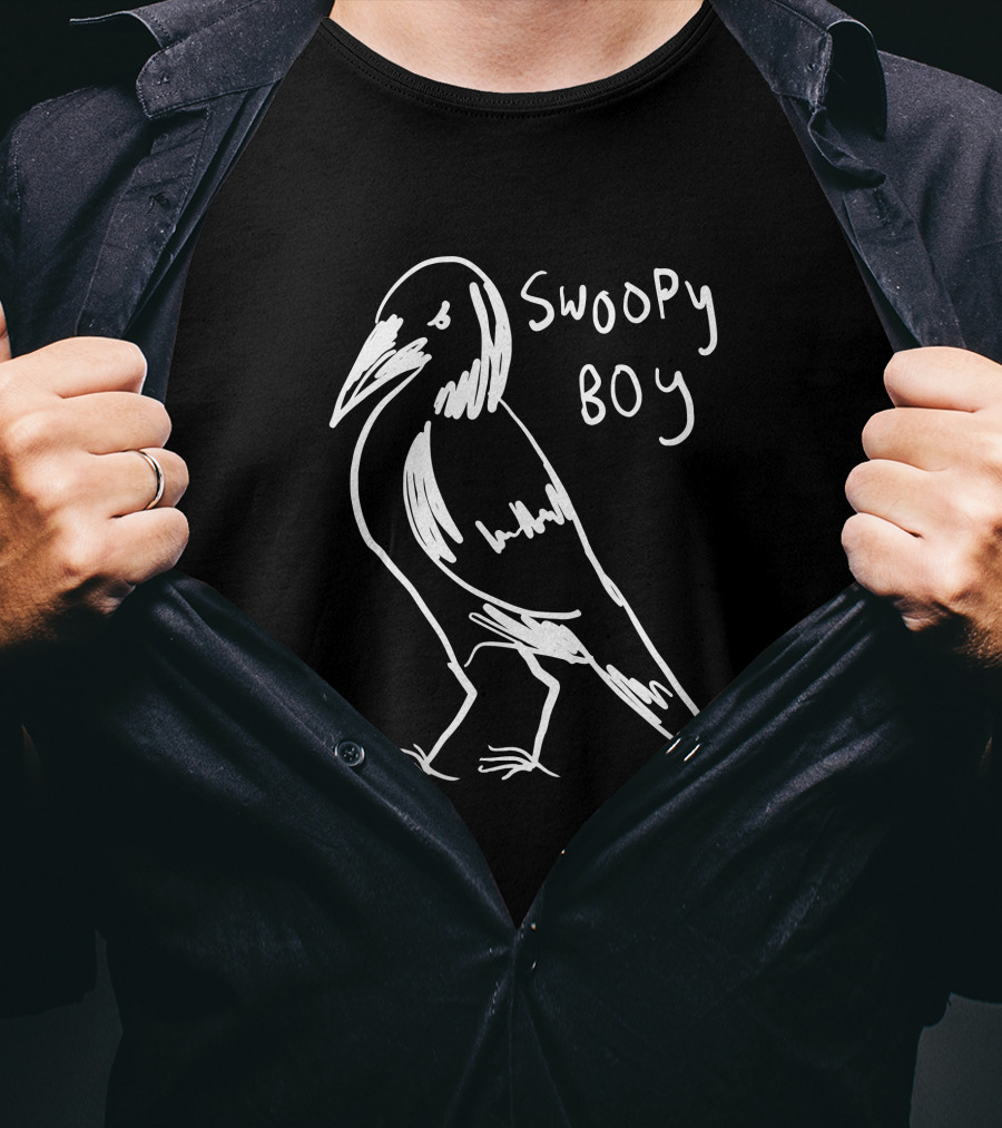 Mrs Legend Swoopy Boy Bird Sketch White T-Shirt