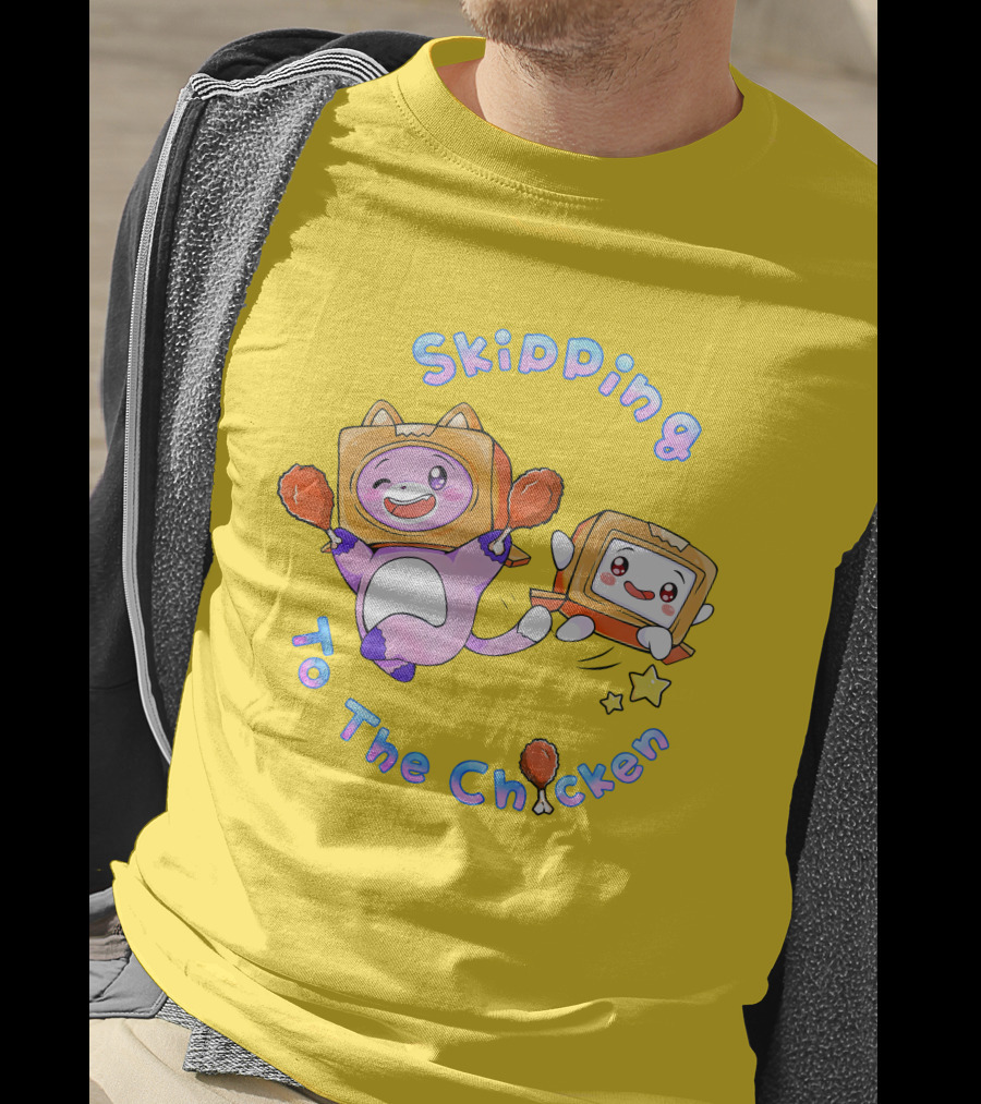 LankyBox Merch Skipping To The Chicken With Boxy And Foxy Characters T-Shirt