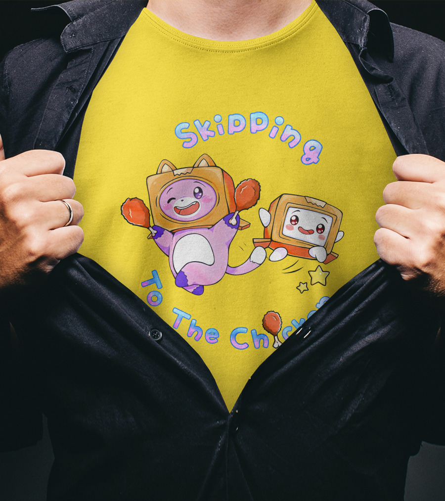 LankyBox Merch Skipping To The Chicken With Boxy And Foxy Characters T-Shirt