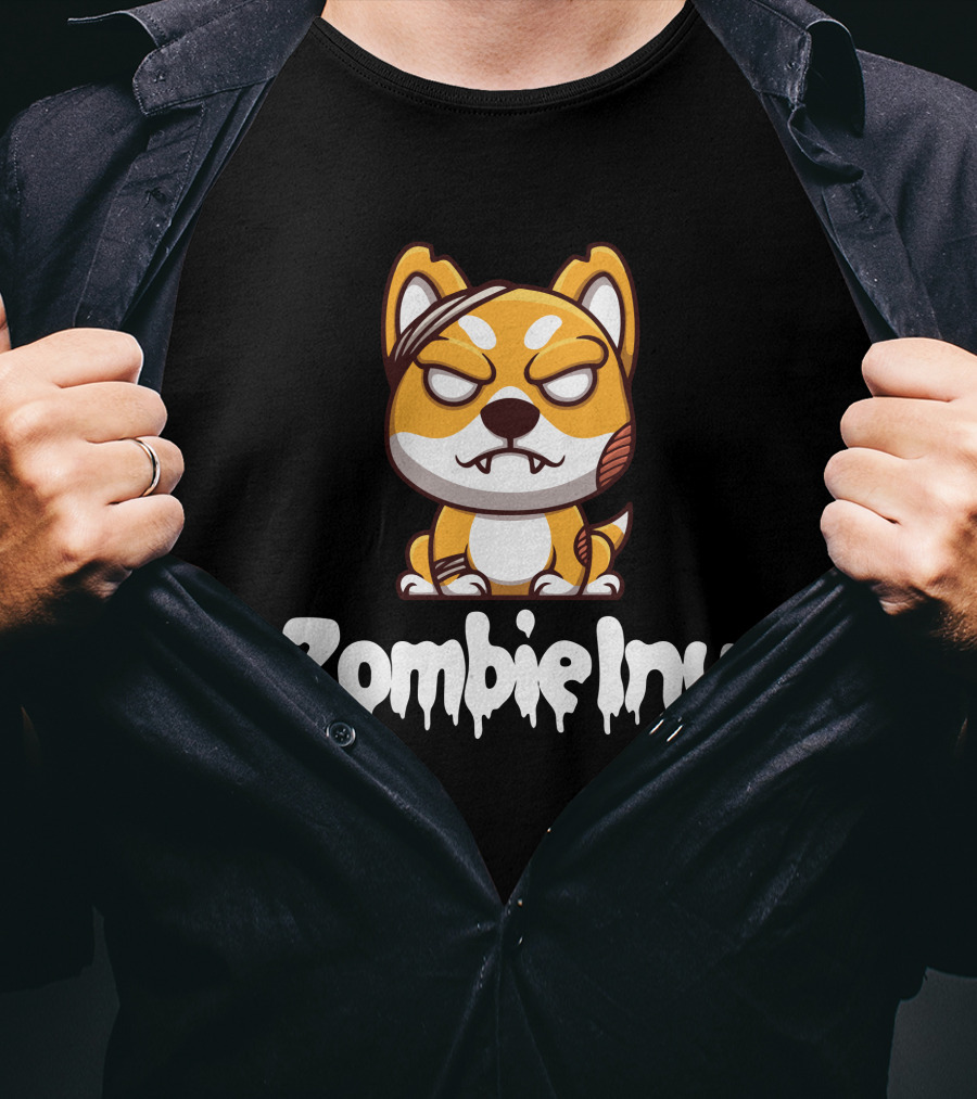 Zombie Inu Zinu Token Fierce Canine Character T-Shirt