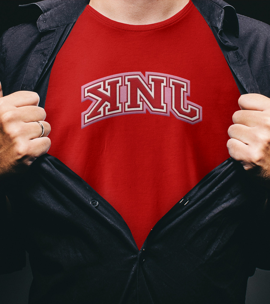 KNJ Merch Collegiate Garnet KNL Arched Text T-Shirt