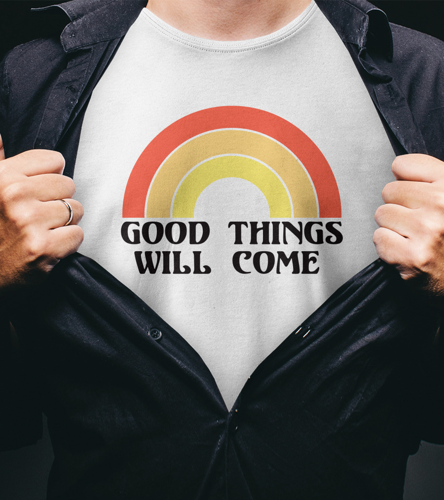 Good Things Will Come Retro Rainbow Frivvi Posting T-Shirt