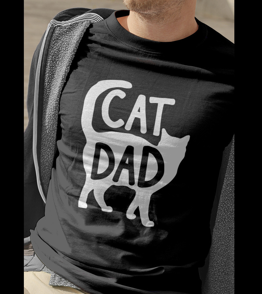 Red In Pa 3 Cat Dad Fathers Day Christmas Cat Dad T-Shirt