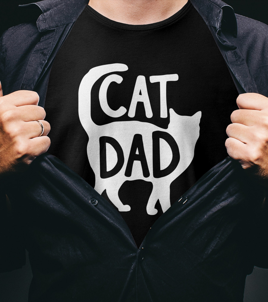 Red In Pa 3 Cat Dad Fathers Day Christmas Cat Dad T-Shirt