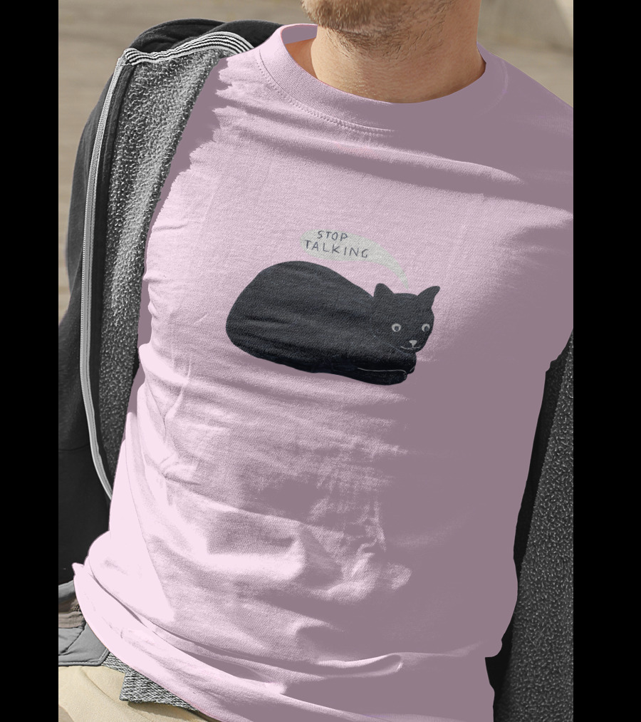 Randall Mann Stop Talking Cat Black Cat T-Shirt