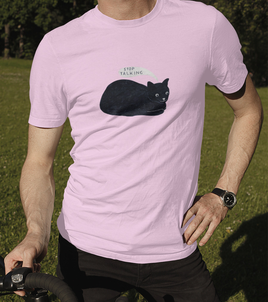 Randall Mann Stop Talking Cat Black Cat T-Shirt
