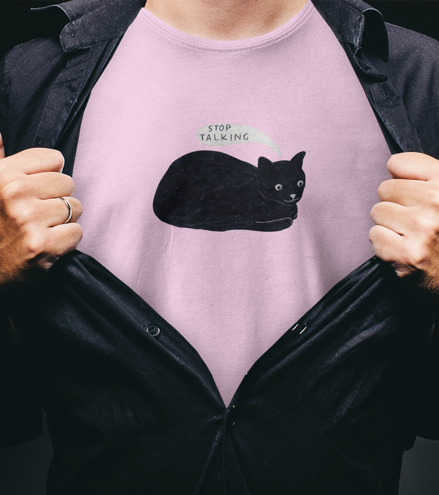 Randall Mann Stop Talking Cat Black Cat T-Shirt