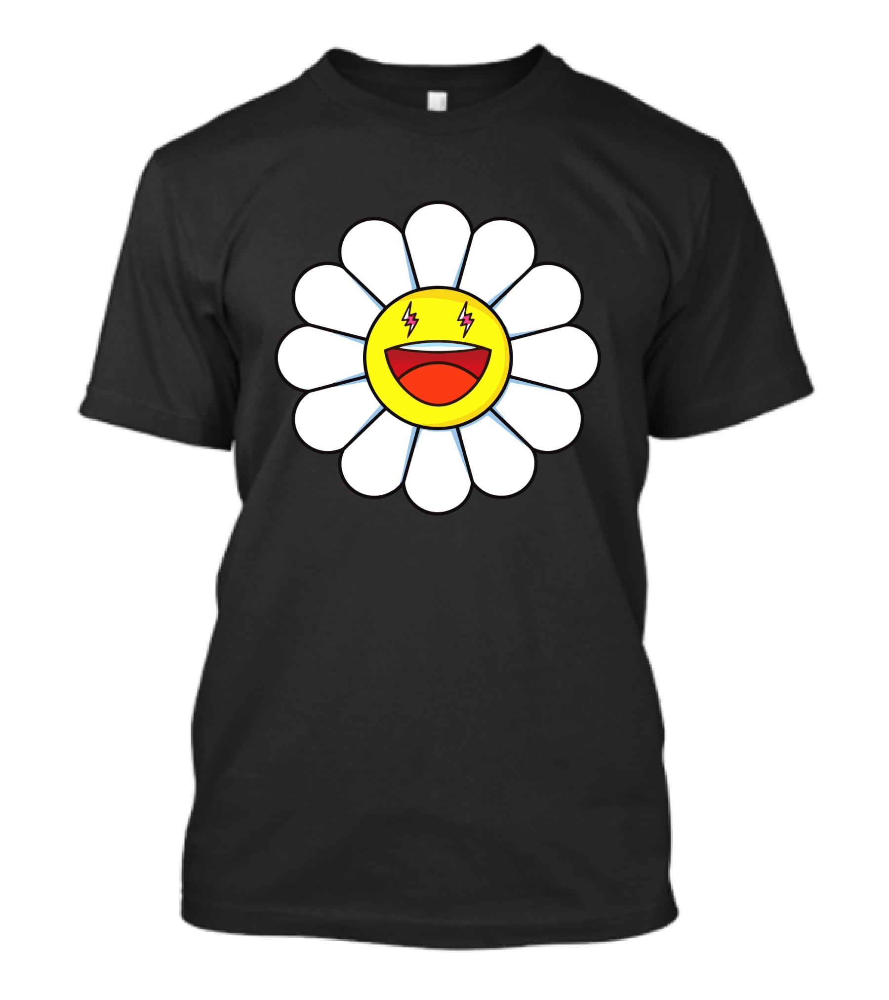 J Balvin Merch Blanco Large Flower Smiley Face With Lightning Eyes T-Shirt