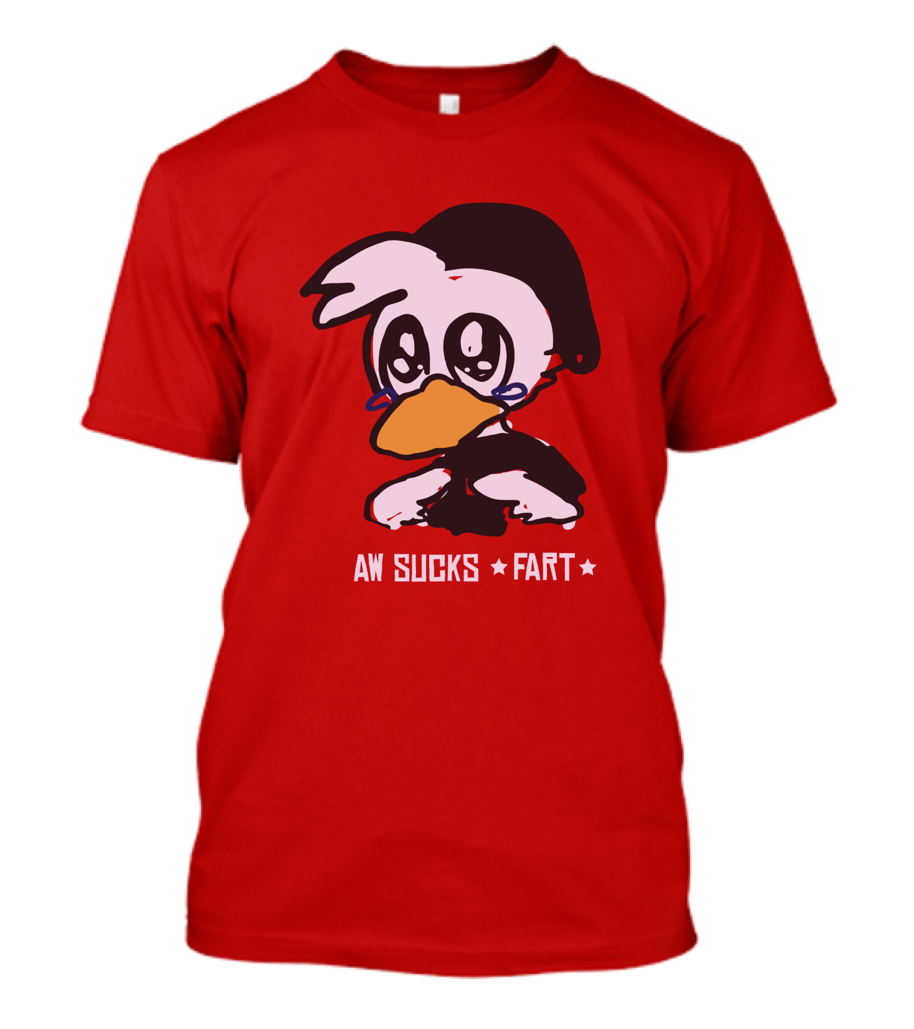Aw Sucks Fart Crying Duck Cartoon T-Shirt