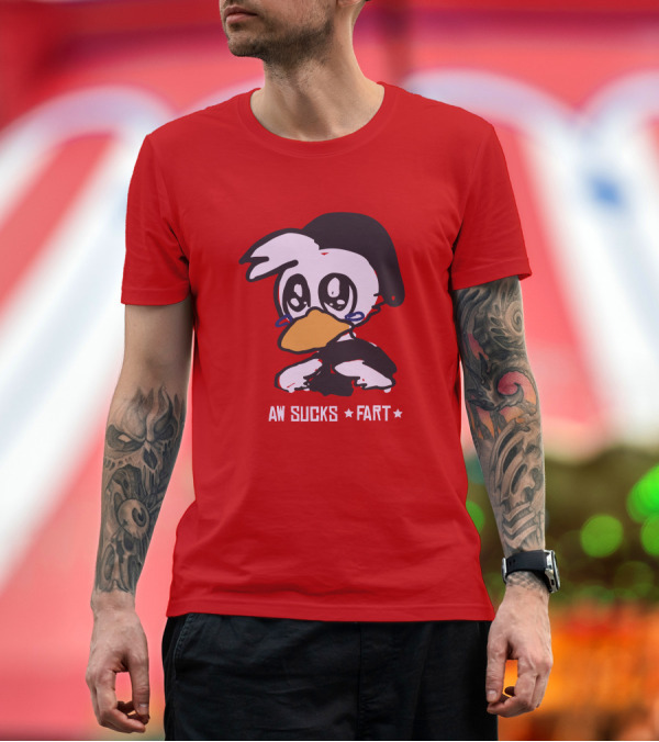 Premium T-Shirt: Aw Sucks Fart Crying Duck Cartoon T-Shirt Aw Sucks Fart Crying Duck Cartoon T-Shirt