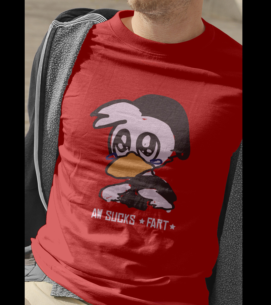 Aw Sucks Fart Crying Duck Cartoon T-Shirt