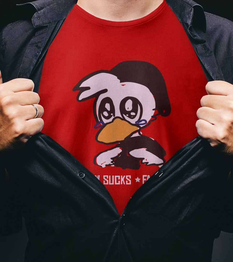 Aw Sucks Fart Crying Duck Cartoon T-Shirt