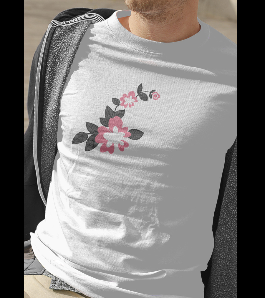 Jonaabug Marinette Pink And Black Flower T-Shirt