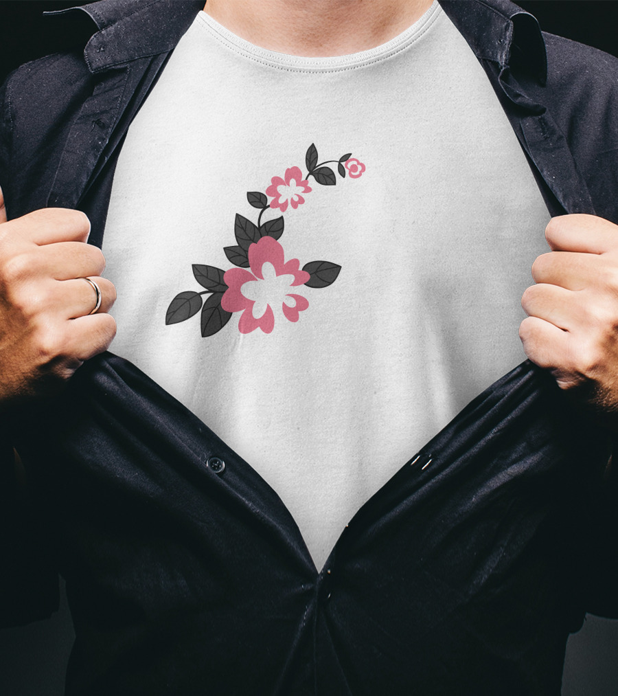 Jonaabug Marinette Pink And Black Flower T-Shirt