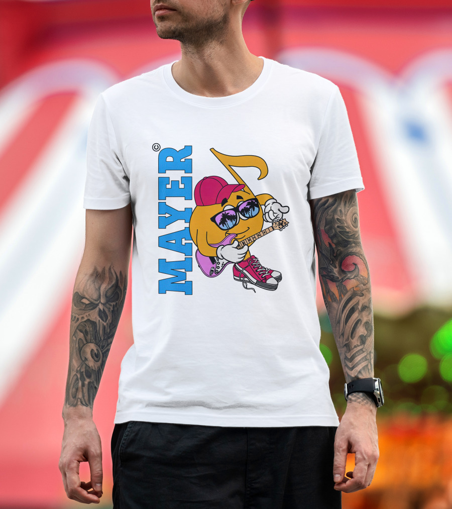Mayer Sob Rock Merch Music Note Character with Guitar and Sunglasses T-Shirt
