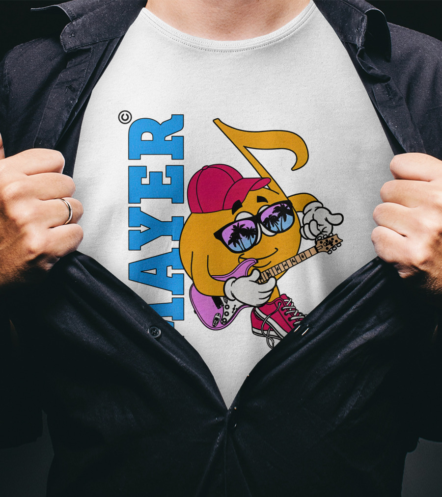 Mayer Sob Rock Merch Music Note Character With Guitar And Sunglasses T-Shirt
