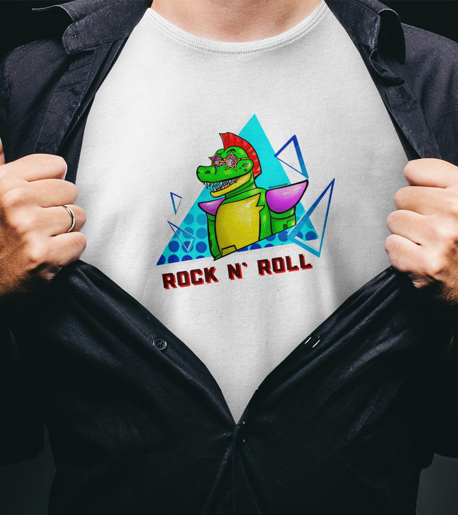 Monty Rock N' Roll Dinosaur With Star Shades And Mohawk T-Shirt