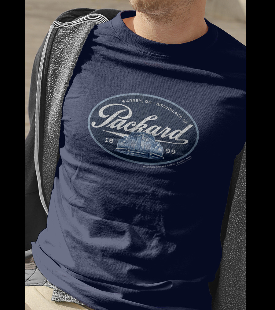 Warren OH Birthplace Of Packard 1899 Vintage Car Grill Navy Tonal T-Shirt