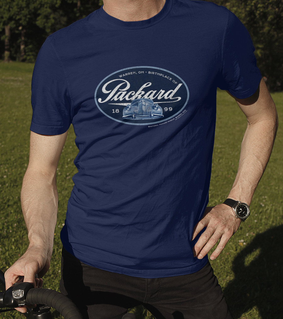 Warren OH Birthplace Of Packard 1899 Vintage Car Grill Navy Tonal T-Shirt