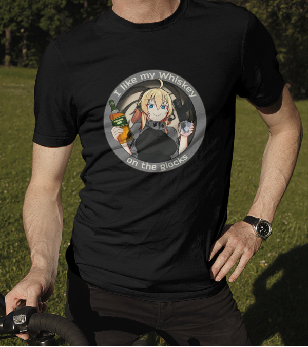 Waifu Dynamics Merch Whiskey Glocks Anime Character I Like My Whiskey T-Shirt
