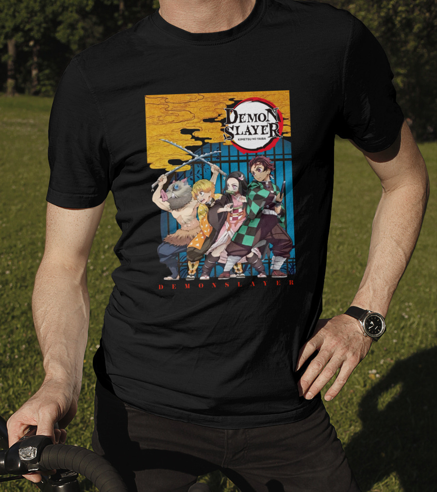 Demon Slayer Kimetsu No Yaiba Tanjiro Nezuko Zenitsu Inosuke Visual T-Shirt