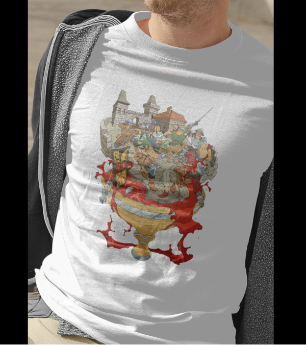 Graman Hussite Medieval Battle In Front Of Castle With Sword And Shield Warriors T-Shirt