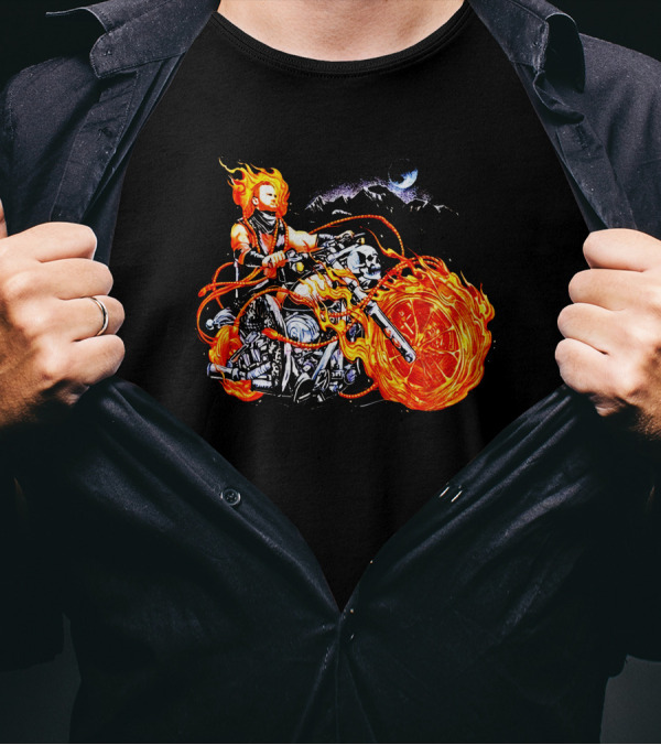 Hangman Adam Page Ghost Rider Flaming Motorcycle Mattmac1012 T-Shirt