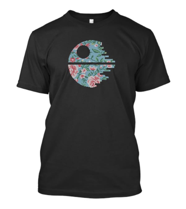 Star Wars Death Star Floral Cross Stitch Pattern For Cross Stitching Lovers T-Shirt